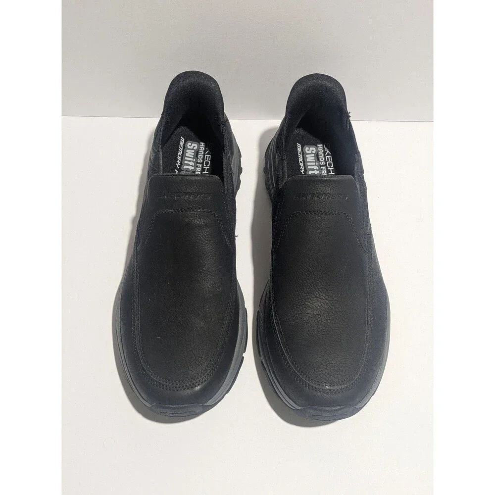 Skechers Relaxed Fit Memory Foam Black‎ Slip On Shoes Men’s 11